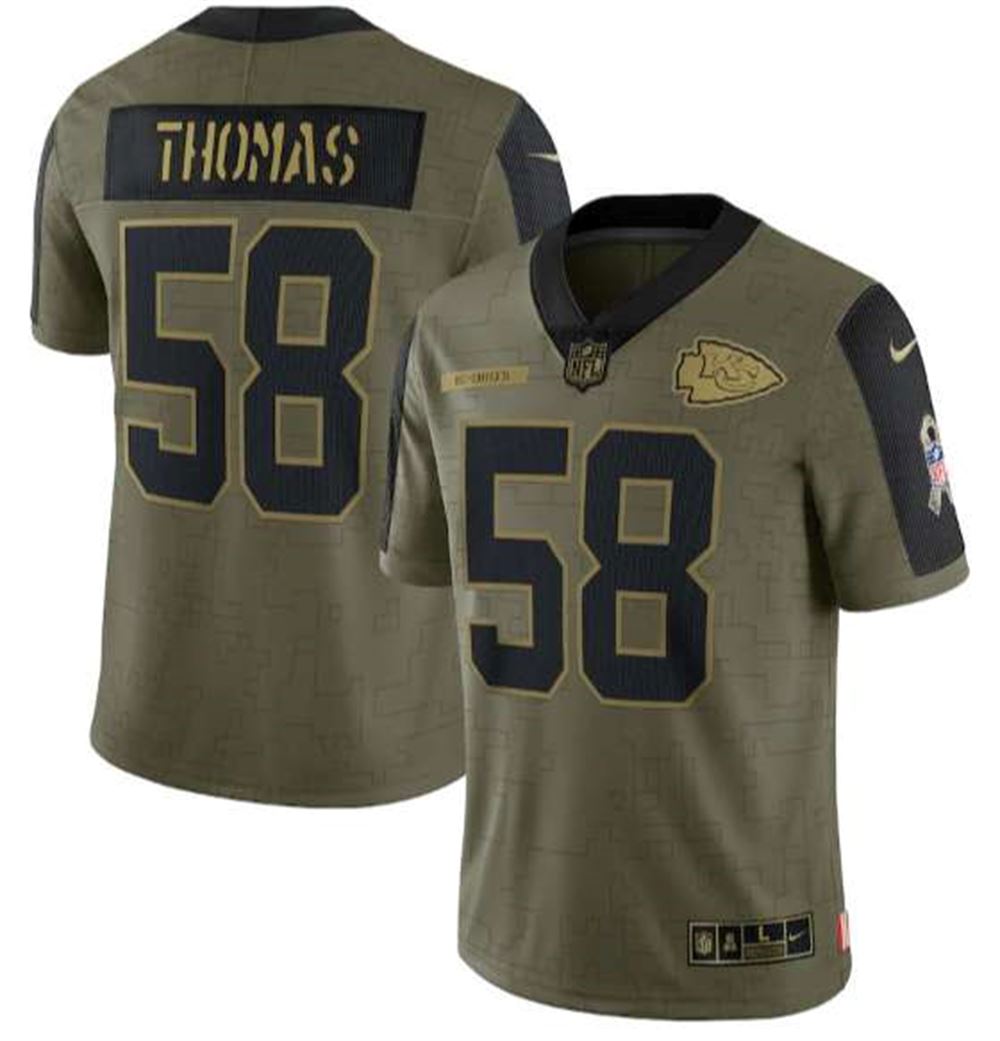 Kansas City Chiefs #58 Derrick Thomas 2021 Olive Salute To Service Limited Stitched Jersey