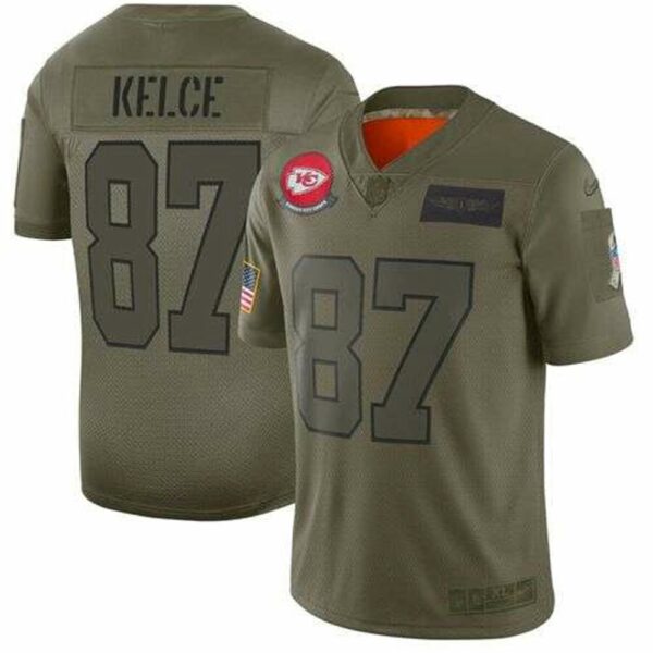 Kansas City Chiefs 87 Kelce Green Nike Olive Salute To Service Limited NFL Jerseys