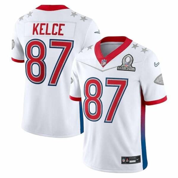 Kansas City Chiefs 87 Travis Kelce 2022 White Pro Bowl Stitched Jersey
