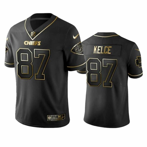 Kansas City Chiefs 87 Travis Kelce Black 2019 Golden Edition Limited Stitched NFL Jersey