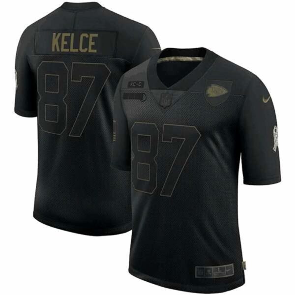 Kansas City Chiefs 87 Travis Kelce Black 2020 Salute To Service Limited Stitched NFL Jersey