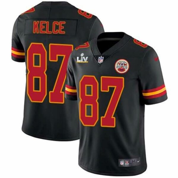 Kansas City Chiefs 87 Travis Kelce Black 2021 Super Bowl LV Stitched NFL Jersey