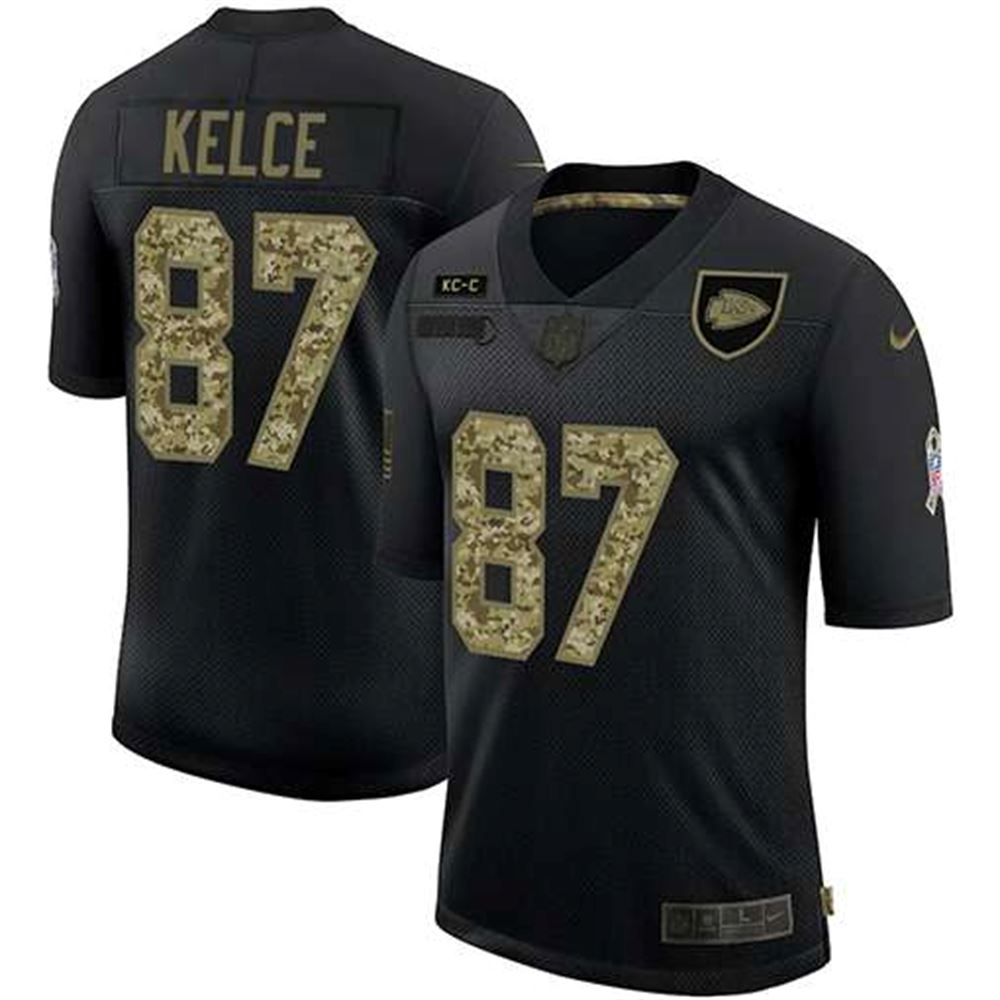 Travis Kelce Black Camo Salute To Service Limited Stitched NFL Jersey