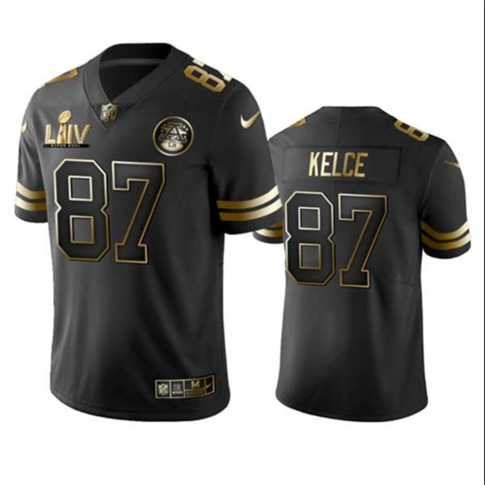 Travis Kelce Black Golden Super Bowl LV Vapor Limited Stitched Jersey