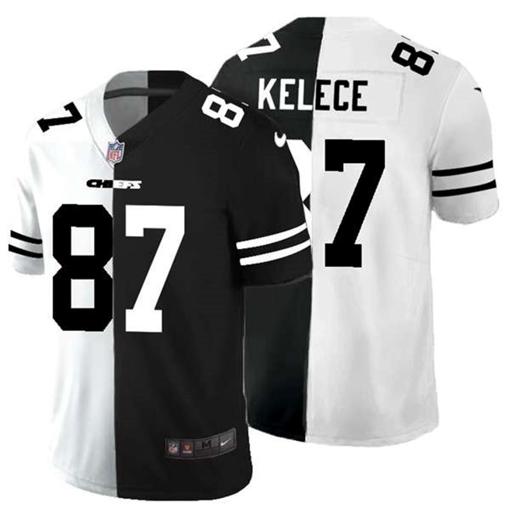 Travis Kelce Black White Split 2020 Stitched Jersey