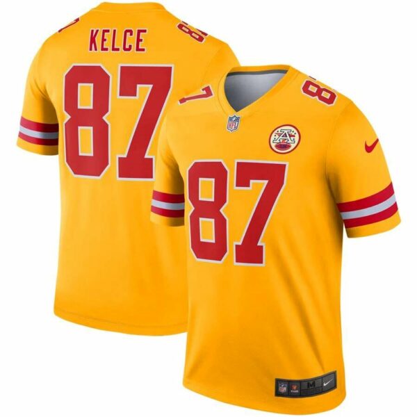 Kansas City Chiefs 87 Travis Kelce Gold Inverted Legend Jersey