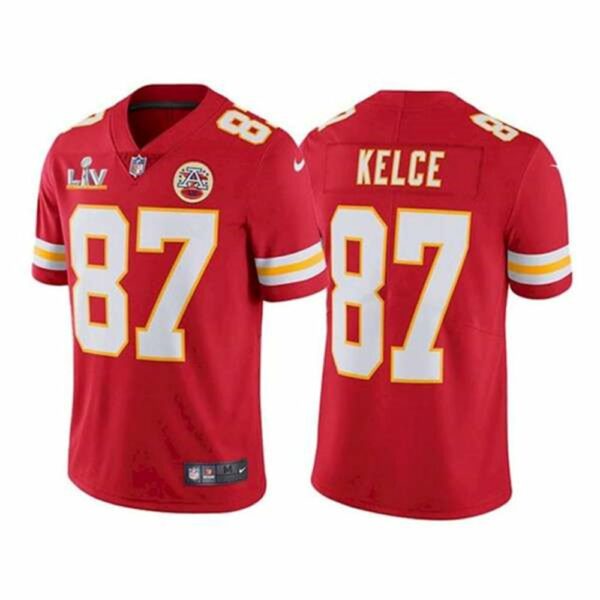 Kansas City Chiefs 87 Travis Kelce Red 2021 Super Bowl LV Stitched NFL Jersey