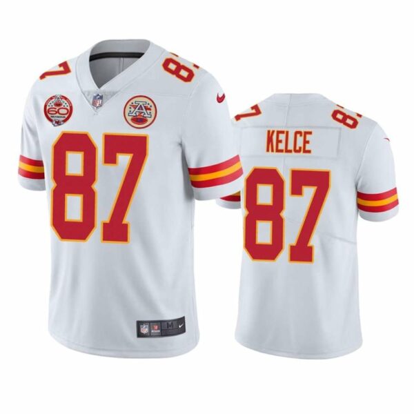 Kansas City Chiefs 87 Travis Kelce White 2019 60th Anniversary Limited Stitched NFL Jersey