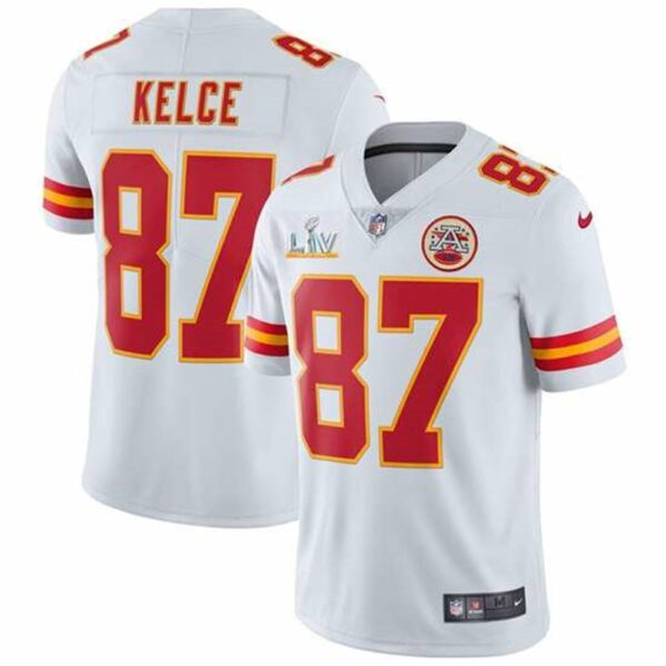 Kansas City Chiefs 87 Travis Kelce White 2021 Super Bowl LV Stitched NFL Jersey