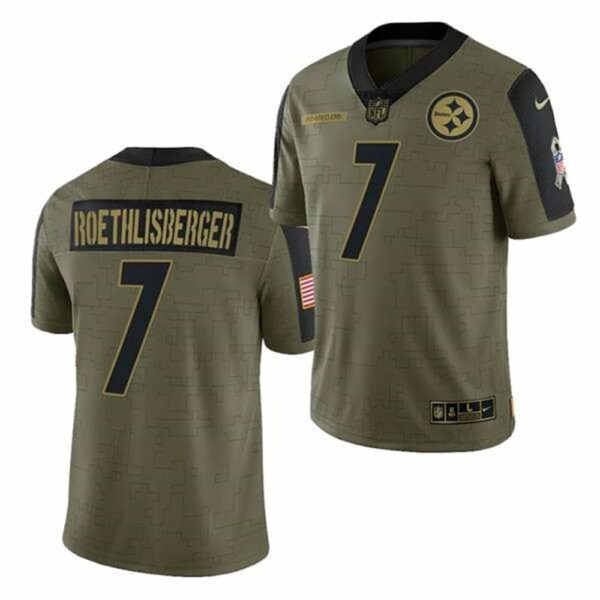 Pittsburgh Steelers 7 Ben Roethlisberger 2021 Olive Salute To Service Limited Stitched Jersey