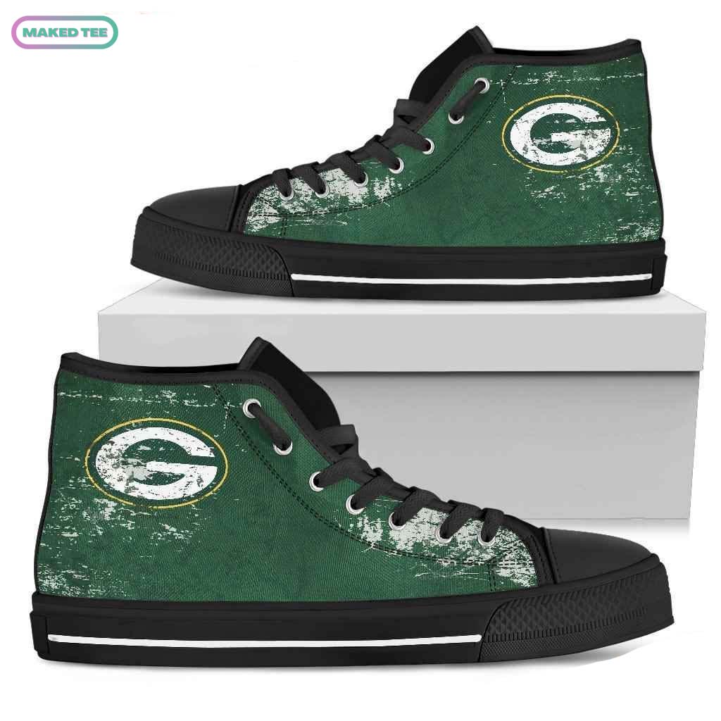 Grunge Vintage Logo Green Bay Packers High Top Shoes Sport Sneakers