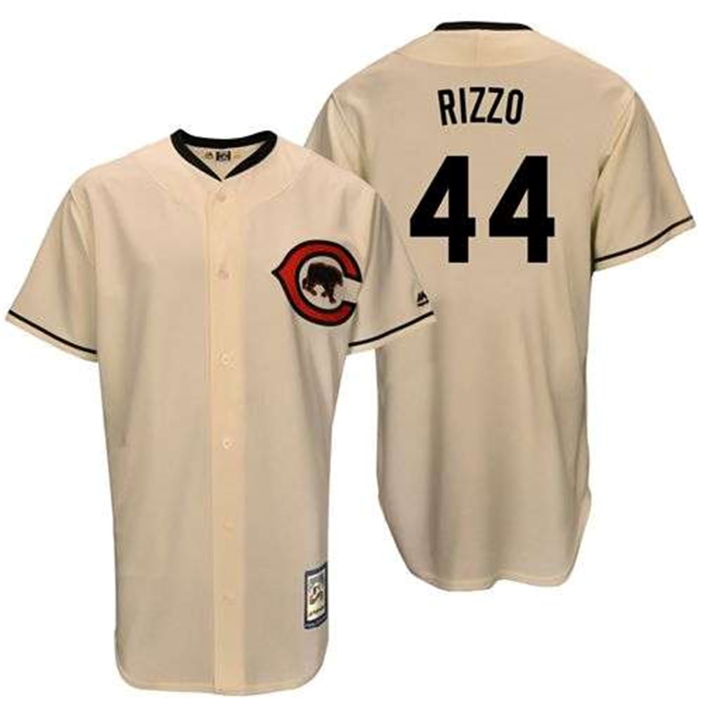 Mitchell And Ness Cubs #44 Anthony Rizzo Cream Throwback Stitched MLB Jersey