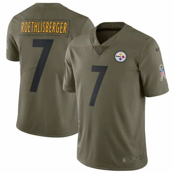 Nike Pittsburgh Steelers 7 Ben Roethlisberger Olive Salute To Service Limited Stitched NFL Jersey