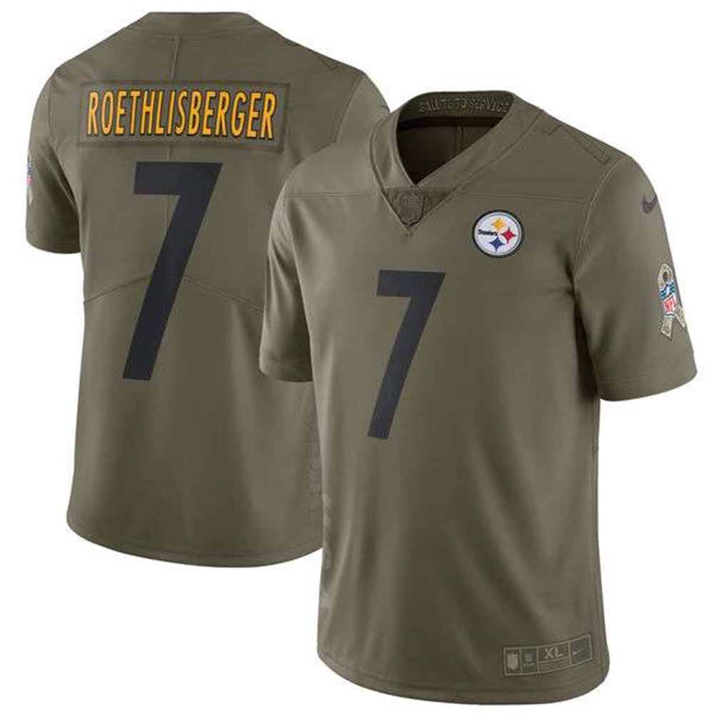 Pittsburgh Steelers #7 Ben Roethlisberger Olive Salute To Service Limited Stitched NFL Jersey