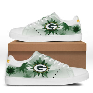 NFL Green Bay Packers Mens and Womens NFL Gift For Fan Low top Leather Skate Shoes Tennis Shoes Fashion Sneakers 8 H97