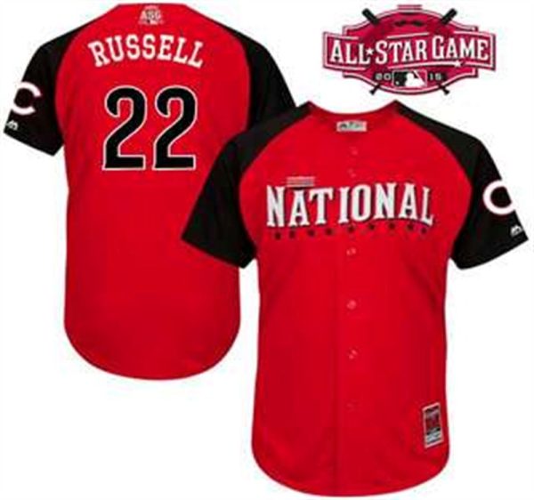 National League Chicago Cubs 22 Addison Russell Red 2015 All Star BP Jersey