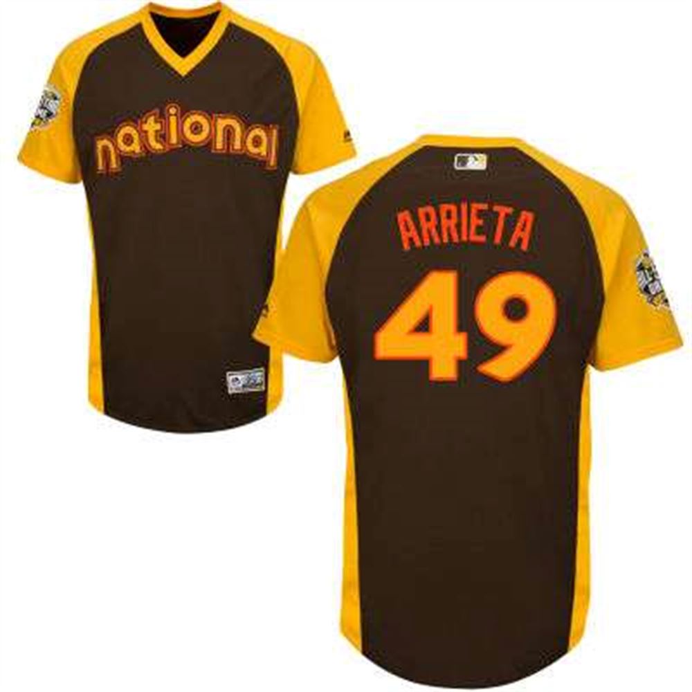 National League Chicago Cubs #49 Jake Arrieta Brown 2016 MLB All-Star Cool Base Collection Jersey