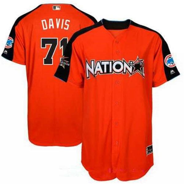 National League Chicago Cubs 71 Wade Davis Majestic Orange 2017 MLB All Star Game Home Run Derby Player Jersey