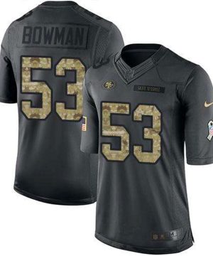 Nike 49ers 53 NaVorro Bowman Black Stitched NFL Limited 2016 Salute To Service Jersey