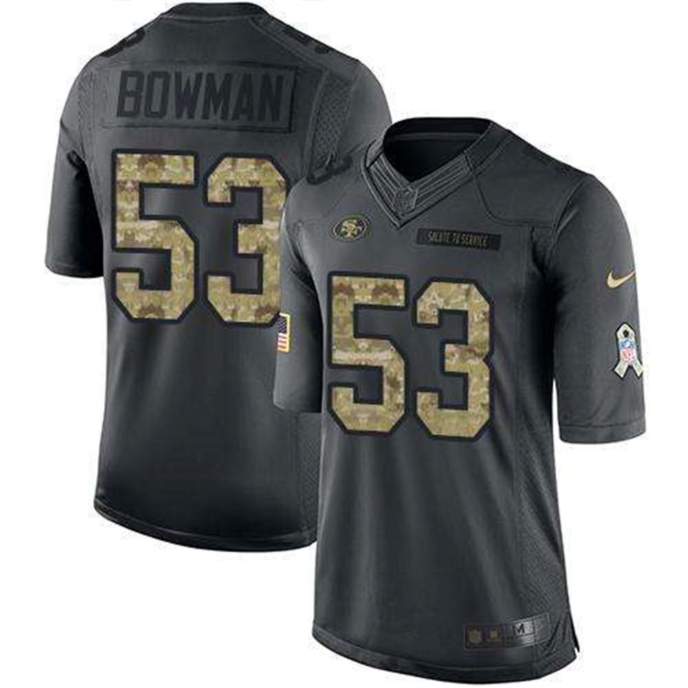 49ers #53 NaVorro Bowman Black Stitched NFL Limited 2016 Salute To Service Jersey