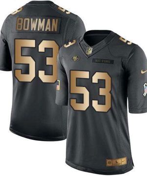 Nike 49ers 53 NaVorro Bowman Black Stitched NFL Limited Gold Salute To Service Jersey