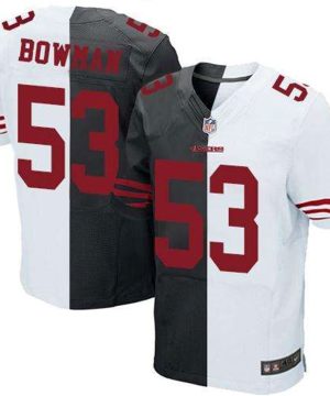 Nike 49ers 53 NaVorro Bowman Black White Stitched NFL Elite Split Jersey