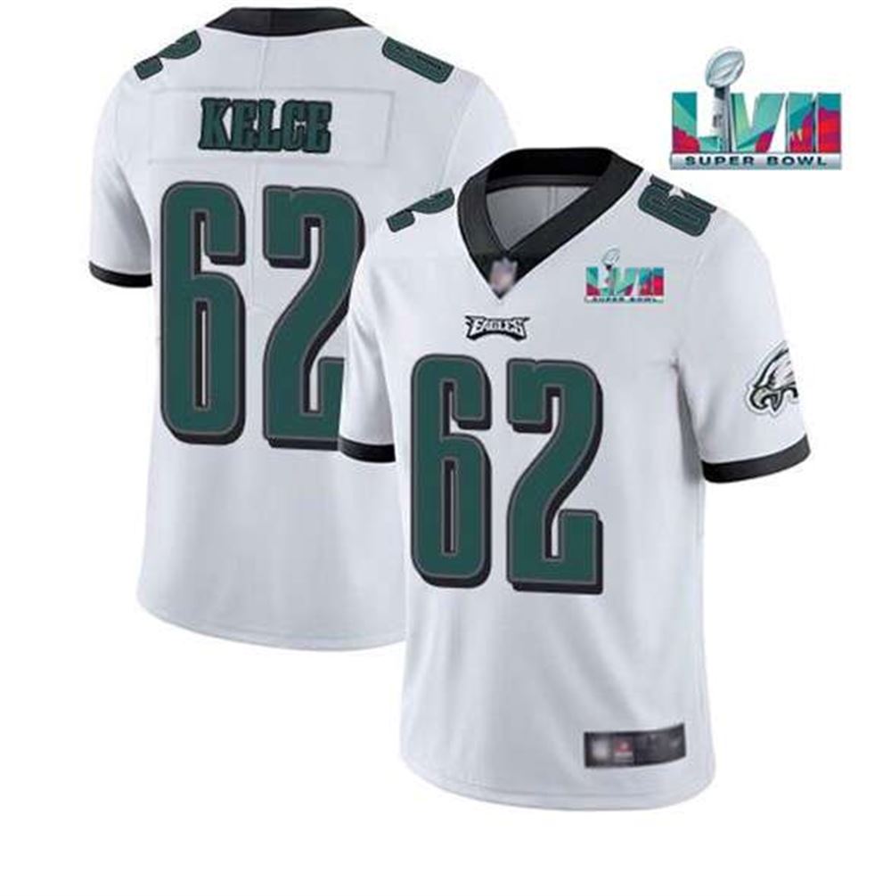 Eagles 62 Jason Kelce White 2023 Super Bowl LVII Vapor Limited Jersey