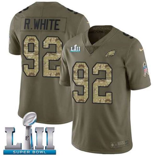 Nike Eagles 92 Reggie White Olive Camo 2018 Super Bowl LII Salute To Service Limited Jersey