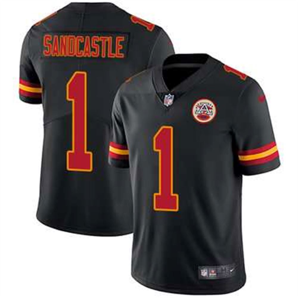 Kansas City Chiefs #1 Leon Sandcastle Black Stitched NFL Limited Rush Jersey