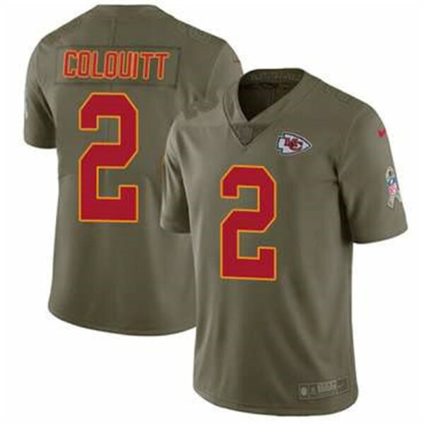 Nike Kansas City Chiefs 2 Dustin Colquitt Olive Stitched NFL Limited 2017 Salute to Service Jersey