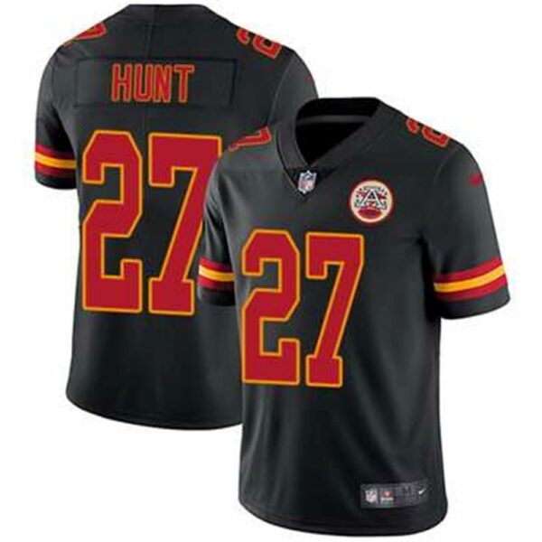 Nike Kansas City Chiefs 27 Kareem Hunt Black Stitched NFL Limited Rush Jersey