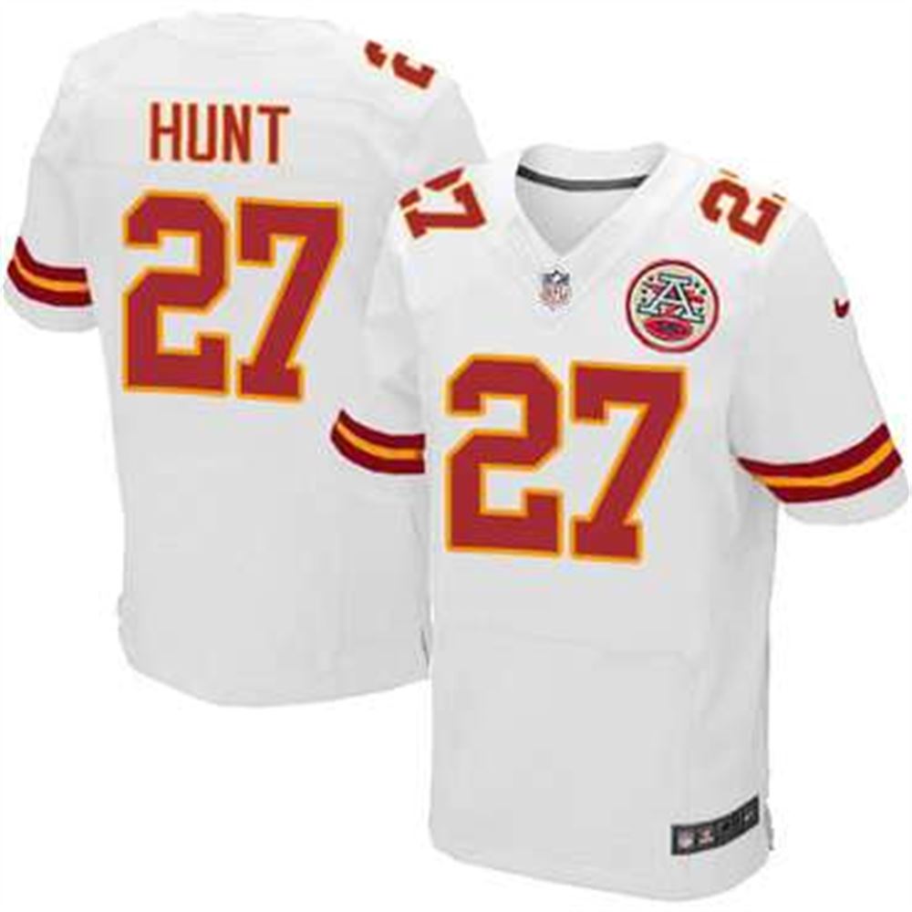 Kansas City Chiefs #27 Kareem Hunt White Stitched NFL Elite Jersey