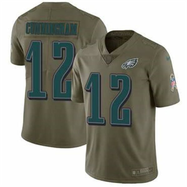 Nike Philadelphia Eagles 12 Randall Cunningham Olive Mens Stitched NFL Limited 2017 Salute To Service Jersey