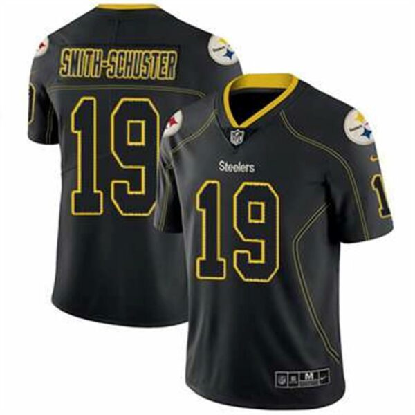 Nike Pittsburgh Steelers 19 JuJu Smith Schuster Lights Out Black Mens Stitched NFL Limited Rush Jersey