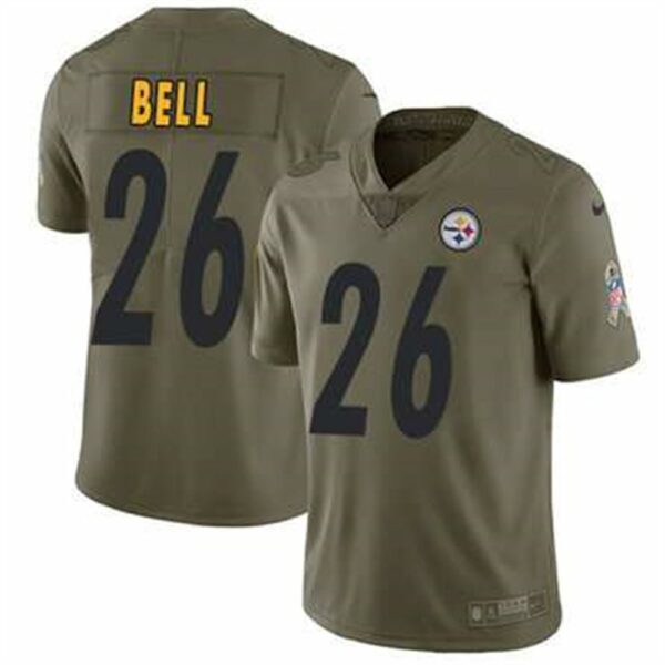 Nike Pittsburgh Steelers 26 LeVeon Bell Olive Mens Stitched NFL Limited 2017 Salute to Service Jersey