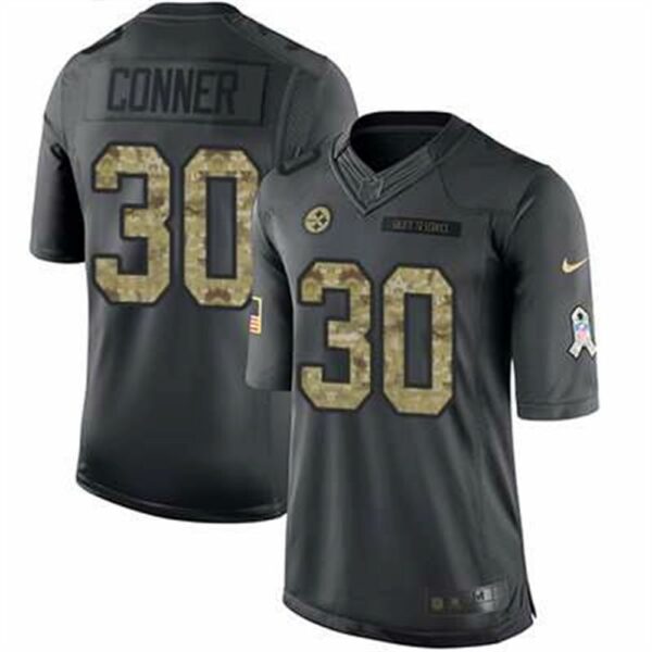 Nike Pittsburgh Steelers 30 James Conner Black Mens Stitched NFL Limited 2016 Salute to Service Jersey