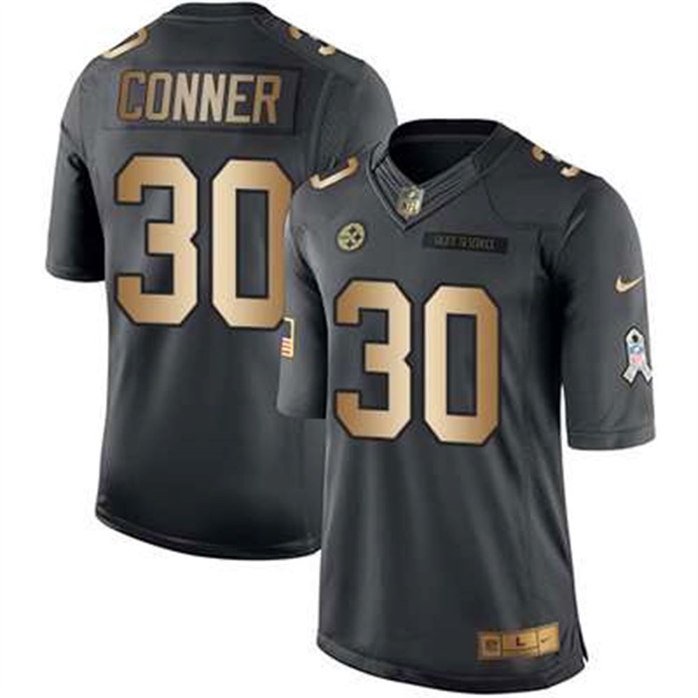 Pittsburgh Steelers #30 James Conner Black Men's Stitched NFL Limited Gold Salute To Service Jersey
