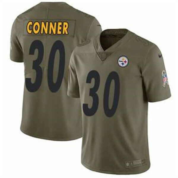 Nike Pittsburgh Steelers 30 James Conner Olive Mens Stitched NFL Limited 2017 Salute to Service Jersey