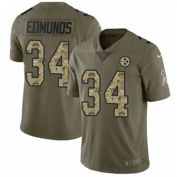 Nike Pittsburgh Steelers 34 Terrell Edmunds Olive Camo Mens Stitched NFL Limited 2017 Salute To Service Jersey