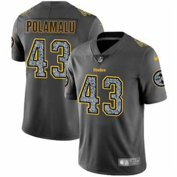 Nike Pittsburgh Steelers 43 Troy Polamalu Gray Static Mens NFL Vapor Untouchable Game Jersey