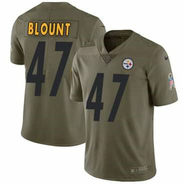 Nike Pittsburgh Steelers 47 Mel Blount Olive Mens Stitched NFL Limited 2017 Salute to Service Jersey