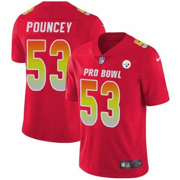 Nike Pittsburgh Steelers 53 Maurkice Pouncey Red Mens Stitched NFL Limited AFC 2019 Pro Bowl Jersey