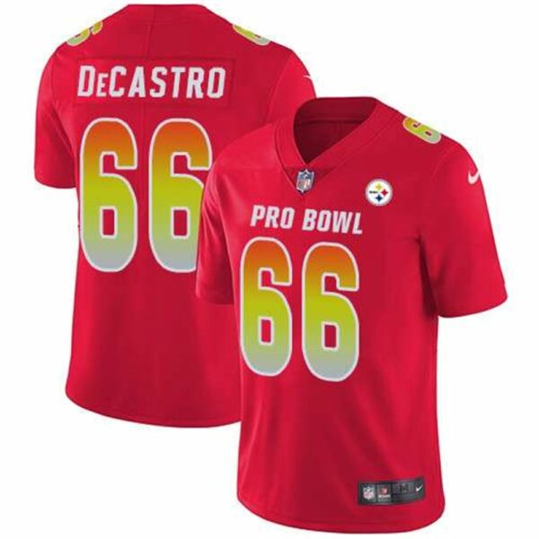 Nike Pittsburgh Steelers 66 David DeCastro Red Mens Stitched NFL Limited AFC 2019 Pro Bowl Jersey