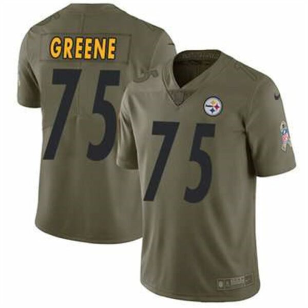 Nike Pittsburgh Steelers 75 Joe Greene Olive Mens Stitched NFL Limited 2017 Salute to Service Jersey