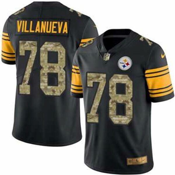 Nike Pittsburgh Steelers 78 Alejandro Villanueva Black Camo Mens Stitched NFL Limited Rush Jersey