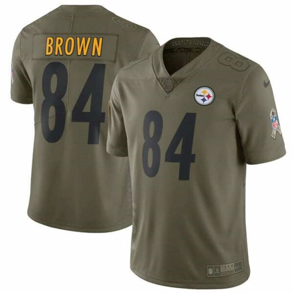 Nike Pittsburgh Steelers 84 Antonio Brown Olive Salute To Service Limited Stitched NFL Jersey