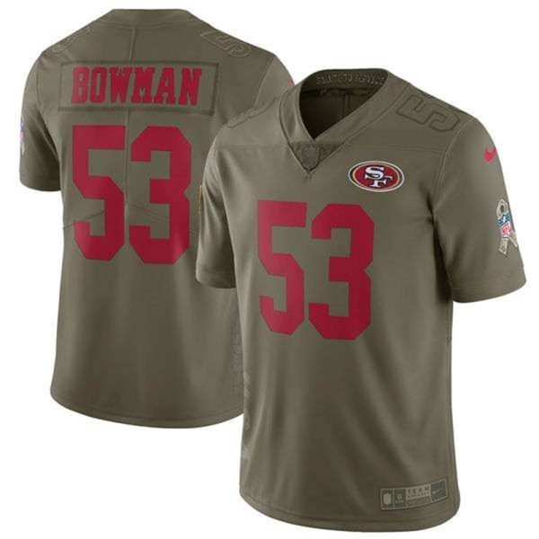 Nike San Francisco 49ers 53 NaVorro Bowman Olive Salute To Service Limited Stitched NFL Jersey