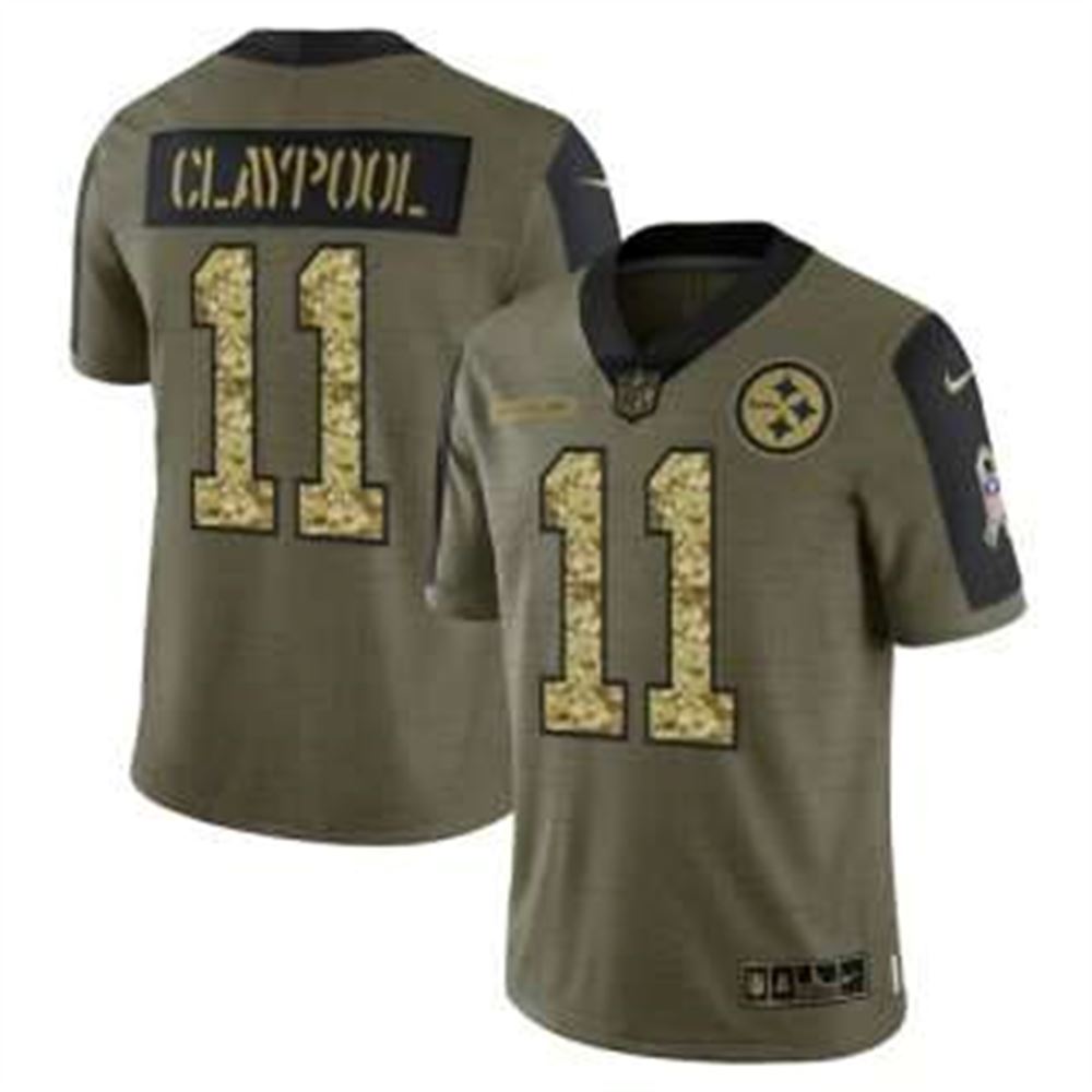 Olive Pittsburgh Steelers #11 Chase Claypool 2021 Camo Salute To Service Limited Stitched Jersey