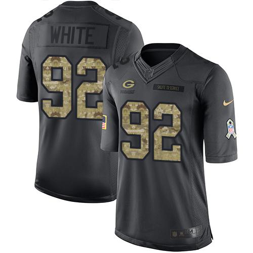 Packers #92 Reggie White Black Men's Stitched NFL Limited 2016 Salute To Service Jersey