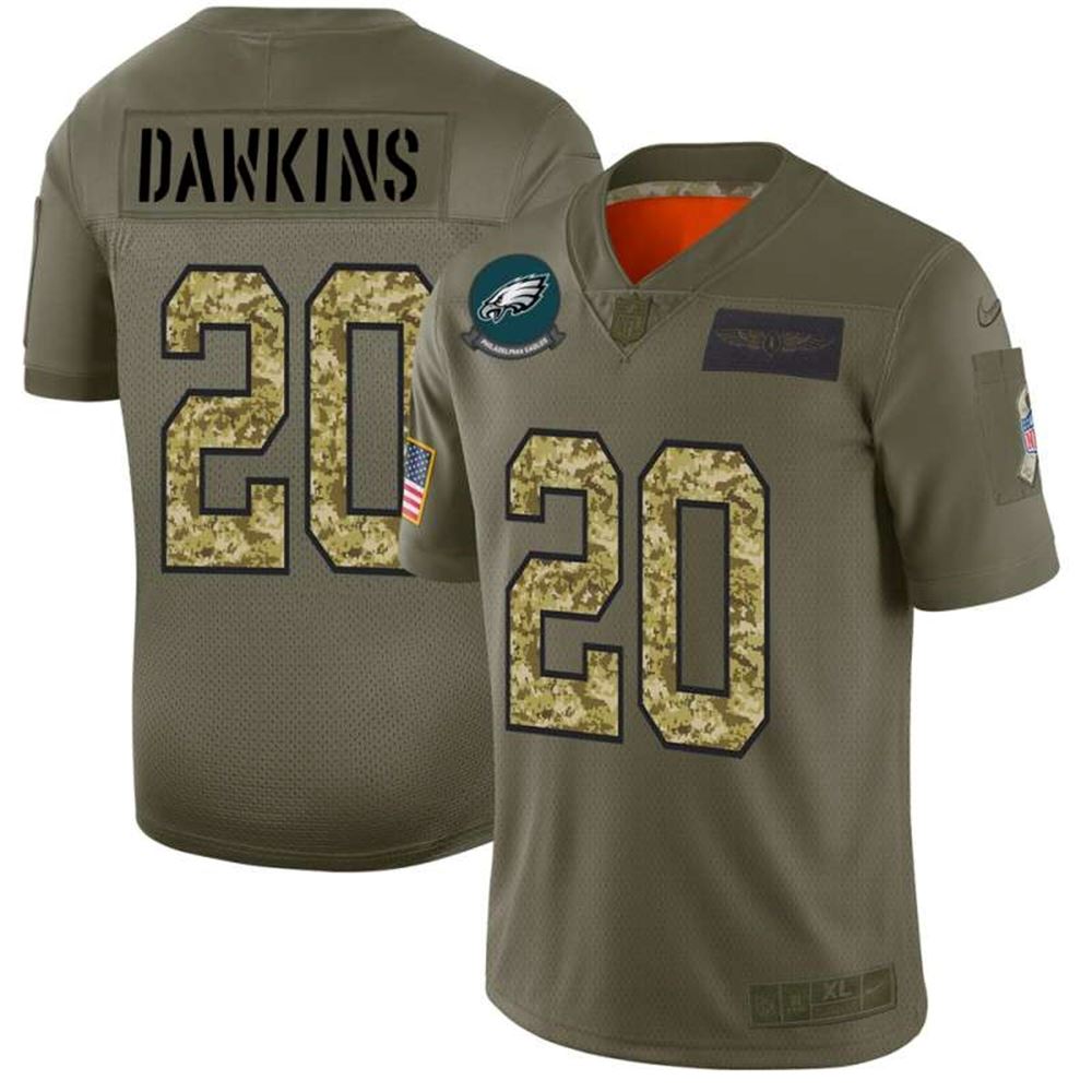 Philadelphia Eagles #20 Brian Dawkins 2019 Olive Camo Salute To Service Limited Stitched NFL Jersey